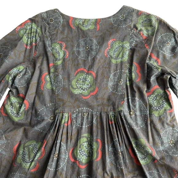 Gudrun Sjoden Alaska 100% Cotton Embroidered Bib Pintuck Ruffle Tunic Dress M - Picture 3 of 9